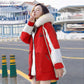 Winter Plus Velvet Thick Women's Cotton-padded Jacket Fashion Mid-length Color Matching Loose Parker Cotton