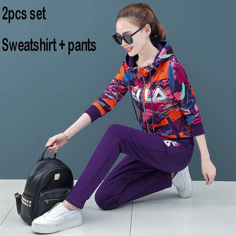 Women's Set Wild Long-sleeved Casual Sweatshirt Set Large Size Spring and Autumn