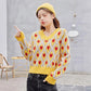 Sweater Women Autumn Winter 2021 Knitted Vintage Sense V-neck Christmas Peach Heart Short Top Sweater