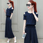 Wide-leg Pants Suit Women's Long-tube Wide-leg Pants Summer Leaky Shoulder Top Two-piece Set Waist Slimming Round Neck Strapless Shirt