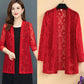 Summer Season Large Size Women's Clothing Mid-length Lace Cardigan Thin Coat Outside Long Sleeve Sun Protection Clothing