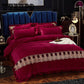 4pcs Bed Cover Set Coral Flannel Winter Duvet Cover Bed Sheets Comforter Bedding Sets