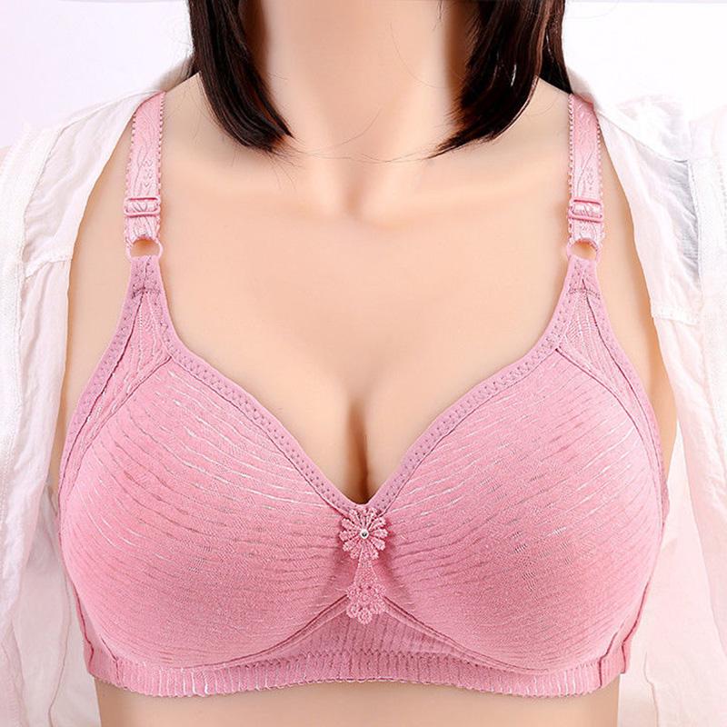 Thin, Breathable Large Size Bra Gather No Steel Ring Underwear Bra Lightweight Breathable Embroidered Pendant Comfortable and Soft