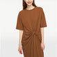 New Spring and Summer Women's Fashion Casual Twist Round Neck Loose Large Waist Dress