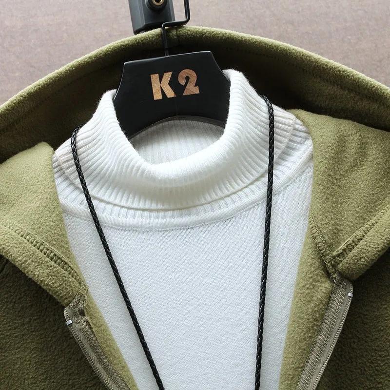 Spring Men's Jacket Polar Fleece Double Sided Fleece Lightweight Warm Jacket Hooded Sweater Loose Outdoor Casual Jacket