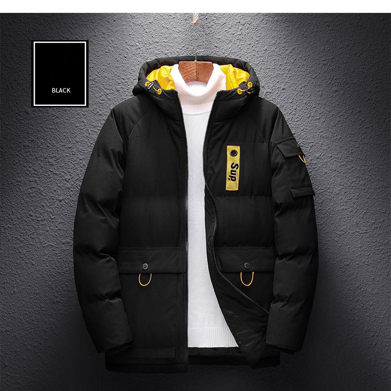 Cotton-padded Jacket Men's Jacket Winter Leisure Plus Size Hooded Padded Jacket Solid Color Thick Men's Padded Jacket