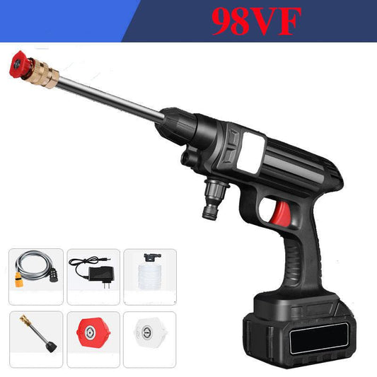 98VF Lithium Battery High Pressure Water Gun Wireless Car Washing Machine Rechargeable Water Gun Cleaning Tool