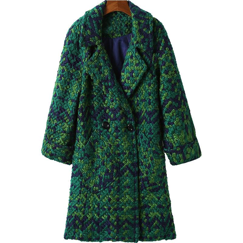 Women's Coat Autumn Winter Cassic Plaid Wool Coat Long Coat Female Woolen Outerwear Manteau Femme