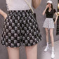 Letter High Waist Casual Shorts Women's Thin and Loose High Wide-leg Shorts Women's Casual Sports Shorts Women's Thin and Breathable