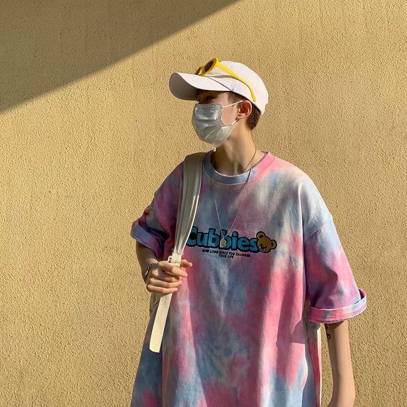 Summer New Couple Tie-dye Gradient Color Short-sleeved T-shirt Men and Women Loose Students All-match Five-point Sleeves