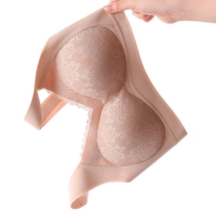 Women's Solid Color Seamless Beautiful Back Underwear Female No Rims Lace Bra Anti-sagging Vest