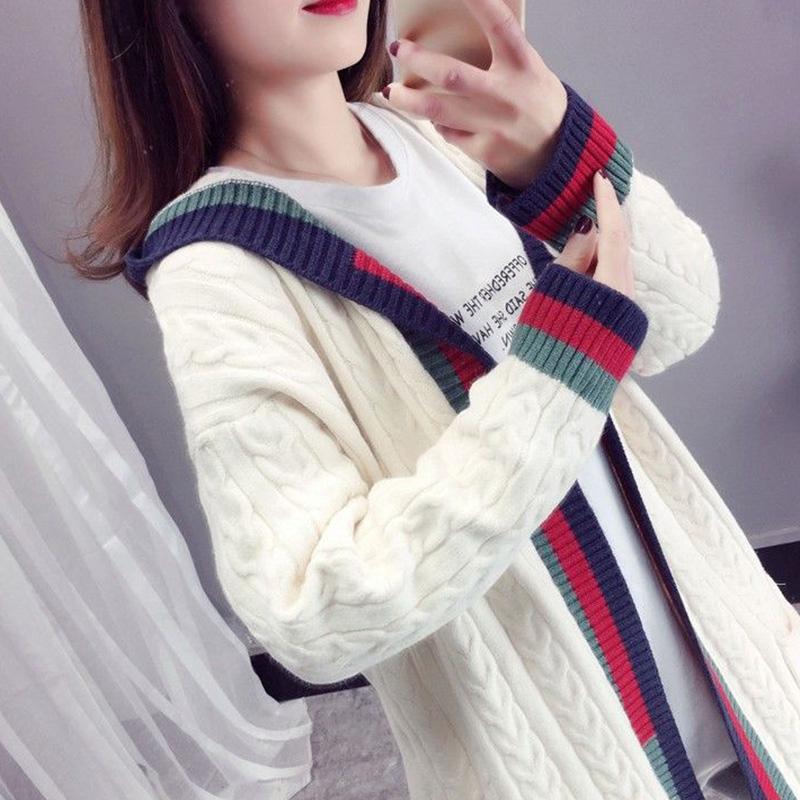 Autumn and Winter Cardigan Hooded Sweater Korean Style Lazy Knit Sweater Loose Long-sleeved Casual Coat