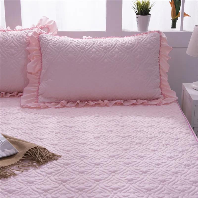 Pure Cotton Solid Color Pillowcases A Pair of Ruffled Quilted Pillowcases Antibacterial Pillowcases (without Pillows)