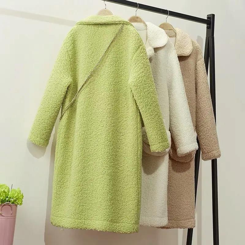 Han Fan Fashion Temperament All-match Loose and Velvet Warm Mid-length Imitation Lamb Wool Coat Women with Bag