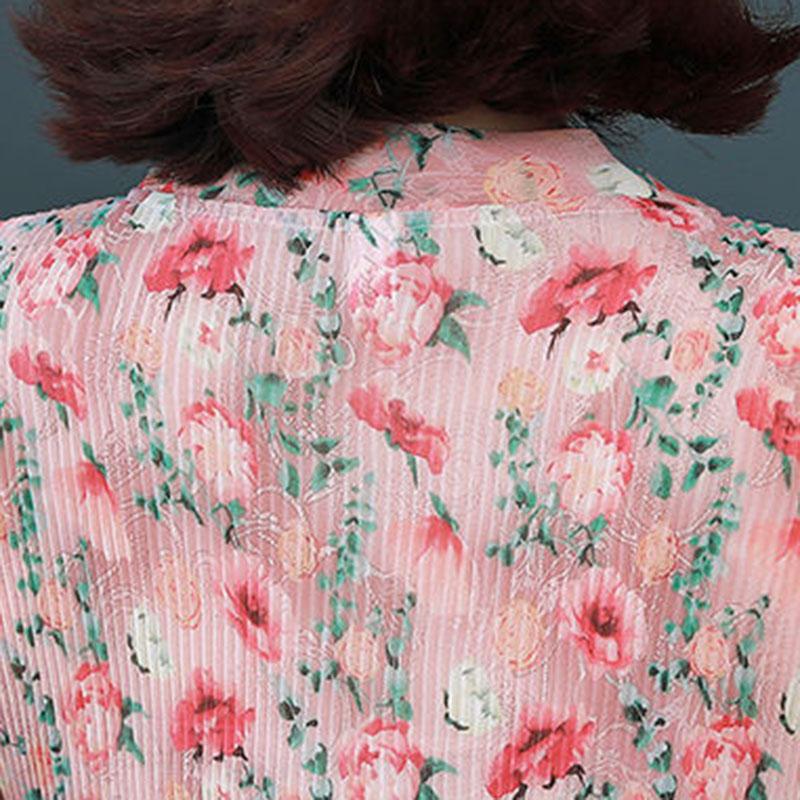 Women's Summer Chiffon Short Sleeve Top V-Neck Large Floral Loose T-Shirt