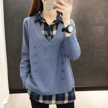 Spring and Autumn Loose Knit Sweater Casual Simple Bottoming Shirt Long Sleeve Women's Sweater