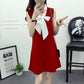 Chiffon Big Bow Vest Large Size M-XXXXL Women's Summer Dress Sleeveless Round Neck Knee-length Daily Wear Office Dating Party Workplace