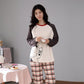 Women Pajamas Set Long Sleeve Pyjamas Suit Spring Autumn Sleepwear Winter Home Wear Loose Casual Pullover Round Neck Cute Nightwear Tops Pants