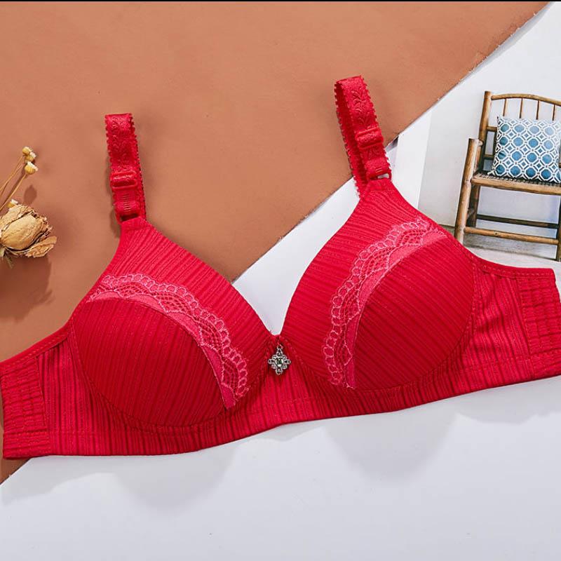 Ladies Anti-sagging Large Size Thin Section No Steel Rings Gathering Beautiful Back Sleeve Lace Adjustable Embroidered Comfort Bra