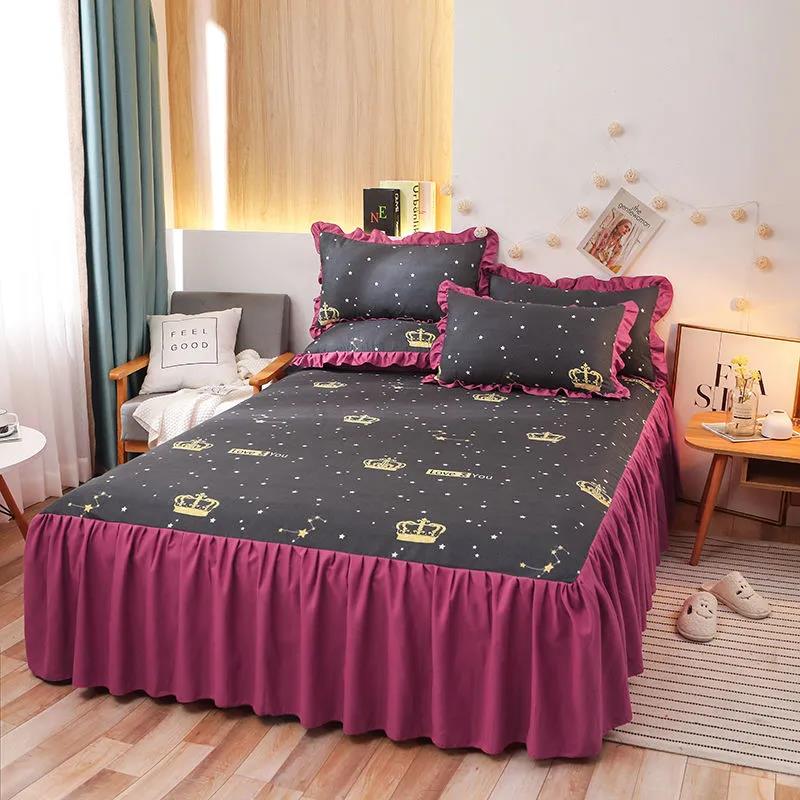 Princess Wind Double Bed Skirt Simmons Protection Korean Version Non-slip One-piece Bed Sheet Pillowcase Bedspread Protective Cover
