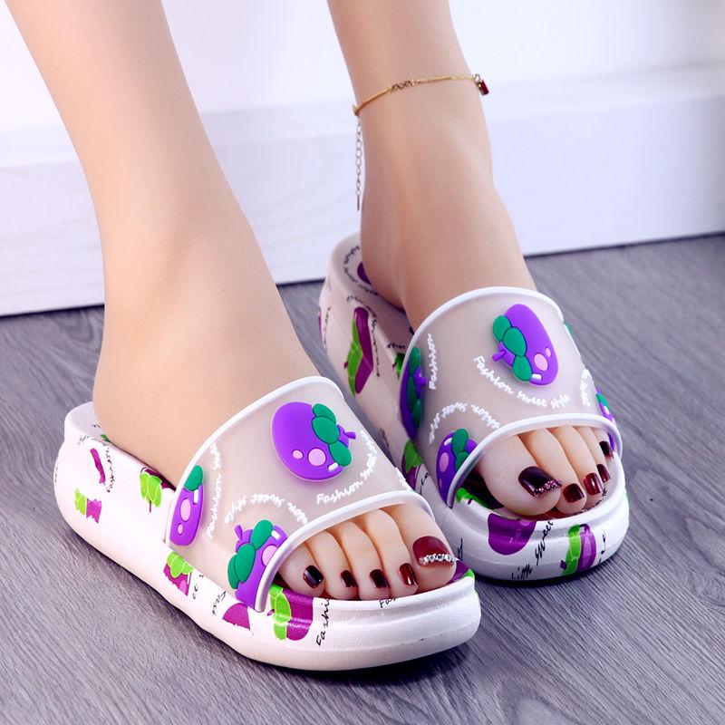Summer Ladies Cartoon Non-slip Sandals  Slippers Home Soft-soled Bathroom Slippers Cartoon Cute Thick-soled Slippers