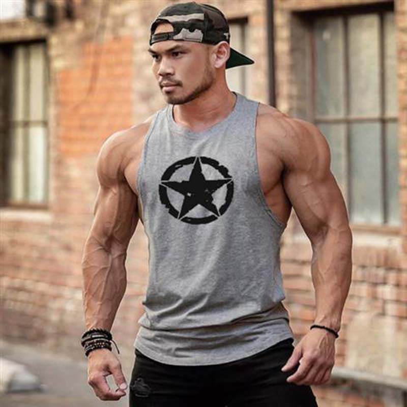Muscular Man Fitness and Bodybuilding Training Sleeveless Vest Loose Waistcoat T-shirt
