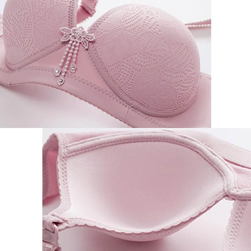 Ladies No Steel Ring Gathering Thin Cotton Cup Large Size Top Support Adjustable Body Shaping Breathable Comfortable Three-Row Four-Button Bra
