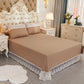 Three-piece Solid-color Lace Bed Sheet Set Single and Double Skinny Naked Sleeping Four Seasons General Increased Thickening Bed Sheet Set