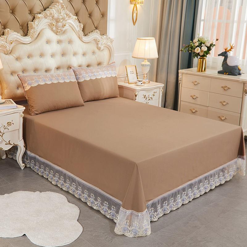 Three-piece Solid-color Lace Bed Sheet Set Single and Double Skinny Naked Sleeping Four Seasons General Increased Thickening Bed Sheet Set