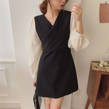 Chiffon Dress Women's Summer Dress long Sleeve Knee-length Daily Wear Office Dating Party