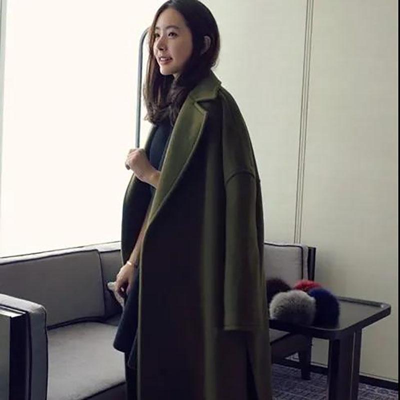 Autumn and Winter Woolen Coat Korean Fashion Woolen Coat Women's Thicker Plus Size Mid-length Over-the-knee Coat