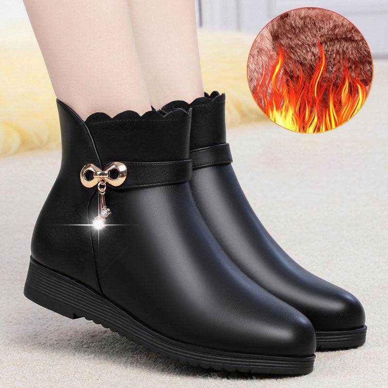 Winter Flat-bottomed Comfort and Warmth Plus Velvet Cotton Shoes Soft-soled Non-slip All-match Ankle Boots