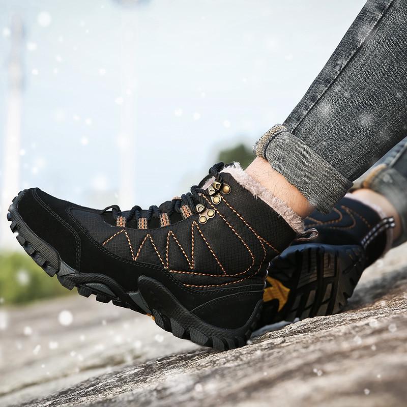Outdoor Snow Hiking Shoes Men Shoes, Non-slip Warm Snow Boots, Thick Warm Short Boots 38-44