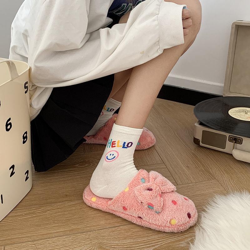 Autumn and Winter Pure Cotton Slippers Indoor Non-slip Soft-soled Shoes Warm Simple Plush Cotton Shoes