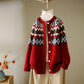 Retro Love Jacquard Round Neck Sweater Loose Ethnic Style Sweater Cardigan Jacket Long-sleeved Warm Casual Jacket