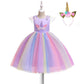 Kids Unicorn Dress for Girls Flower Appliques Ball Gown Little Girl Princess Dresses Elegant Party Costumes Children Clothing