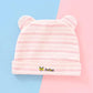 0-6M Cartoon Stripes Bear Ears Hat Baby Pure Cotton Hat Spring Autumn Soft Cap Infant Newborn Comfortable Breathable Cute Beret Hat Sun Hat