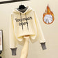 Women's Leisure Plus Velvet Thickening Suit Sports Pants Loose Feet + Leisure Hoodie Two-piece Loose Leisure Suit Comfortable and Warm
