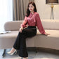 Wide Leg Pants Suit Spring and Autumn Dress Temperament Small Fragrance Thin Flared Pants Chiffon Shirt Suit Temperament Workwear