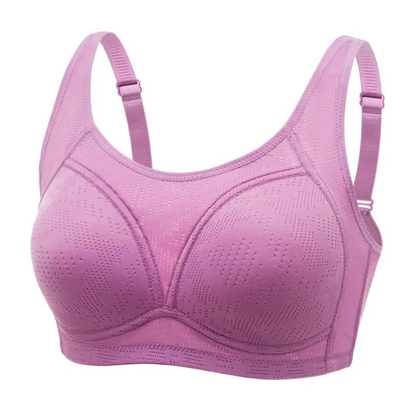Anti-glare No Steel Ring Gathered Large Size Bra Big Breasts Show Small Hollow Design Breathable Sweat-absorbing Anti-sagging Bra