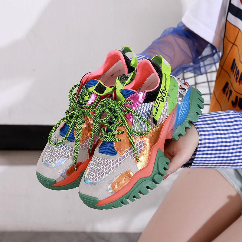Women's Shoes Summer Mesh Breathable Casual All-match Color Sports Shoes Women's Light Running Shoes
