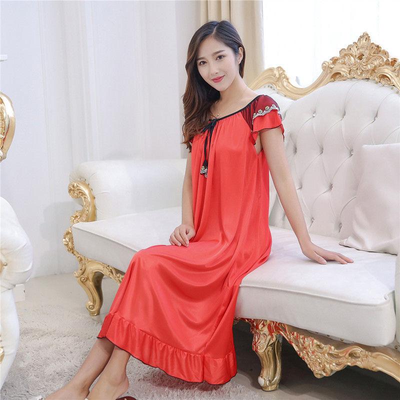 Large Size M-6XL Pajamas Women's Summer Dress Ruffle Solid Color Daily Wear Nightdress