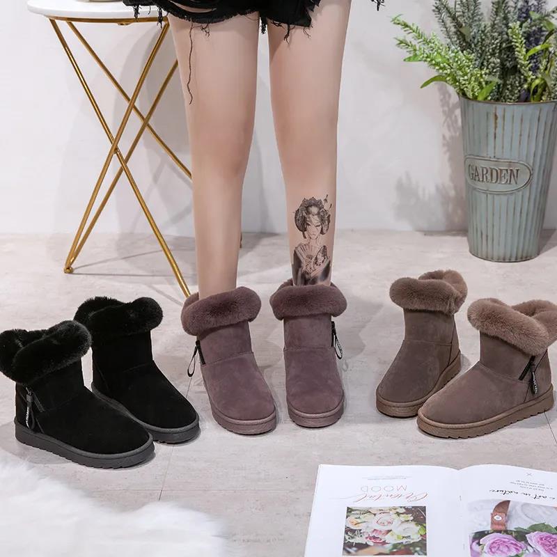 Winter Snow Boots Women Thicken Boots Plus Velvet Warm Cotton Shoes Flat Ankle Boots