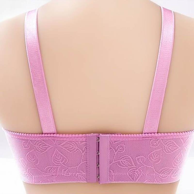Women's Large Size Thin Section Gathering Comfortable Breathable No Steel Ring Side Pull Up Fabric Soft Luxurious Style Jacquard Bra