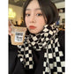 Black and White Checkerboard Plaid Scarf Winter Korean Students All-match Warm Knitted Scarf