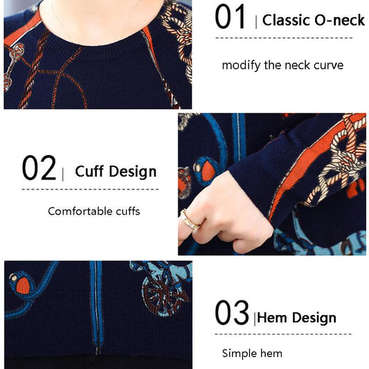 Autumn Winter Women Plus Size Jumper  3D Printed  Wool Blend Sweater  Casual Knitted Pullover Soft  Bottoming Wool Sweaters Outwear