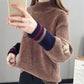 Autumn and Winter Mohair Knitted Sweater Loose Half High Neck Casual Bottoming Shirt Fashion Simple Women's Sweater