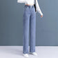 Elastic Waist Jeans Women's 2022 Spring New High Waist Elastic Loose Casual Slimming All-match Vertical Straight-leg Pants