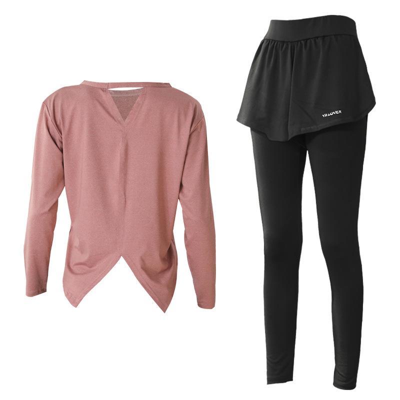 Women's 2PCS Garment Suit Professional Gym Sports Fitness Suit Quick Dryer Loose Slim Fit Large Size Suit Split Top Slim Pants Running Sets