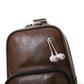 Chest Bag Men Coffee Large Capacity with Headphone Hole Shoulder Bag Outdoor Sports Pockets